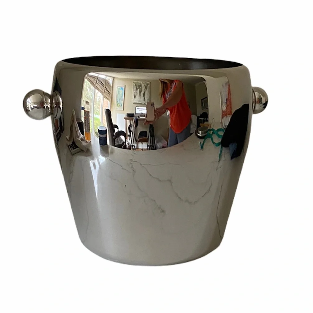 Towle Retro Stainless Steel Ice Bucket Silver Barware Wedding Gift 90s